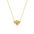 Gold Bee Pendant Necklace With Cat Eye Stone Cable Chain view 5