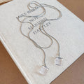 Square Resin Cube Drop Earrings and Lariat Necklaces view 6