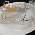 Metal Starfish Shell Open Cuff Bangles Gold and Silver view 1