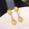 Silver Yellow Pink Teardrop CZ Dangle Earrings Two Colors view 5