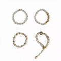Gold Bead White Pearl Stretch Beaded Ring One Sold Style view 5