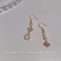 Gold Tone Pearl And Pink Chip Asymmetric Hook Earrings view 1