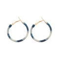 Blue Ombre Thread Wrapped Hoop Earrings Statement Pair view 5
