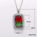 Gradient Rectangular Stone Double Halo Pendant Necklace view 5