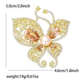 Gold Yellow Champagne Pearl Butterfly Rhinestone Brooch view 5