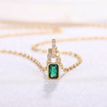 Gold Tone Green Rectangle CZ Geometric Pendant Necklace view 5