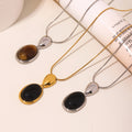 Long Adjustable 100cm Black Agate Tiger Eye Pendant Sweater Chain view 3
