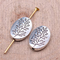 Oval Tree Pattern Spacer Beads in Detailed Metal Finishes for Jewelry Making view 2
