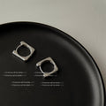 Silver Square Geometric Smooth Huggie Hoop Earrings Pair view 1