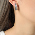 Crescent Moon Thick Stud Earrings Gold Steel Polished Pair view 7