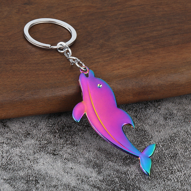 Ocean Whale Metal Keychain, Sea Animal Souvenir Key Ring Bag Charm