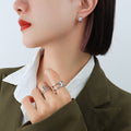 Small Triple Ridge C-Shaped Hoop Stud Earrings Gold Steel view 7