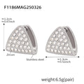 Triangle Zircon Pave Huggie Earrings Stainless Steel Gold Steel view 7