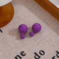 Six Color Glossy Double Ball Front Back Stud Earrings view 6