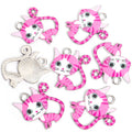 Printed Cat Charms in Gold and Silver Tones, Five Cat Designs view 7