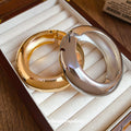 Thick Rounded Donut Hinged Bangle In Silver Tone Or Gold Tone view 2