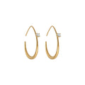 Open Oval Hoop Earrings with Crystal Accent in Silver Tone view 5
