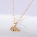 Gold and Silver Tone Crystal Geometric Eye Pendant Necklaces view 3