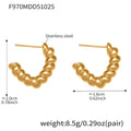 Twisted Bead Open C Hoop Earrings Gold Two-Tone Steel view 7