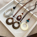 Cord Acrylic Open Ring Pendant Necklace Four Color Styles view 3