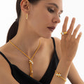 Twisted Rope Tassel Necklace Bracelet Ring Hoop Jewelry Set view 3