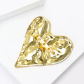 Hammered Irregular Heart Brooch with Polished Metal Finish view 4