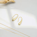Gold and Silver Elongated Teardrop Threader Earrings view 3