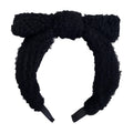 Black and Cream Boucle Terry Bow Padded Headband Pair view 5