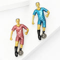 Enamel Soccer Player Brooch in Red and Blue Kits for Jackets and Scarves view 3