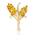 Wheat Sheaf Metal Brooch with Double Spray of Crystal-set Wheat Leaves Tied at the Stems view 1