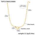 Gold Irregular Heart Link Necklace Bracelet Pearl Beads view 6