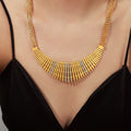 Fan Bar Lattice Crystal Necklace Bracelet Gold Steel view 1