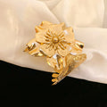 Two Mixed Gold Tone Wide Open Cuffs With Sculpted Flowers Or Leaves view 6