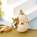 Pearl Accent Jeweled Gourd Keychains with Braided Wrist Loops view 2