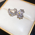 Floral Crystal Drop Earrings in Silver or Green Gold Tone view 6
