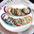 Gold Tone Large Hoop Earrings with Irregular Chip Beads view 1