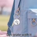 Bee Happy White Round Disc Keychain Silver Split Ring view 4