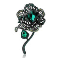 Large Crystal Rose Brooch With Decorative Crystal And Enamel Details view 5