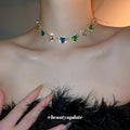Multicolor Heart Crystal Gold Tone Chain Necklace Jewelry Design view 3