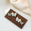 White and Crystal Look Triple Butterfly Stud Earrings view 2