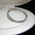 Crystal Double Row Cross Twist Open Cuff Bangle Bracelet view 6