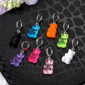 Silver Tone Translucent Gummy Bear Huggie Earring Eight Piece Set view 2