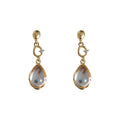 Gold-Tone Teardrop Glass Drop Earrings Clear CZ Accents view 5