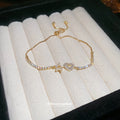 Silver Tone Heart And Star Crystal Slider Bracelet With Gallery Gold view 4