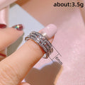 Brick-Pattern Three-Rail Wide Band Ring In Polished Silver Tone view 5