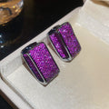 Crystal Pave Rectangle Statement Hoop Earrings For Women view 7
