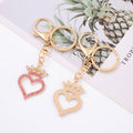 Rhinestone Crown Heart Keychain Metal Open Heart Bag Charm view 4