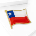 Chile Flag Lapel Pin in Red White and Blue Enamel With Gold Border view 3