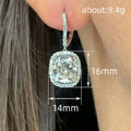 Cushion Cut Crystal Drop Earrings in Silver Tone Polished Metal Earrings view 4