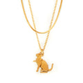 Layered Mechanical Cat Dog Pendant Necklaces Gold Snake Chain view 5